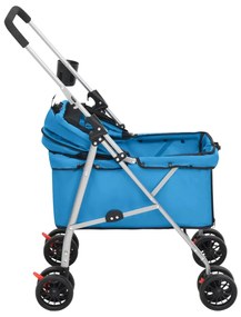 Carrinho dobrável para cães 76x50x100 cm tecido oxford azul