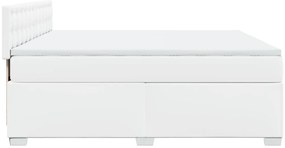 Cama com molas/colchão 180x200 cm couro artificial branco