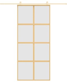 Porta deslizante 90x205 cm vidro ESG fosco/alumínio dourado