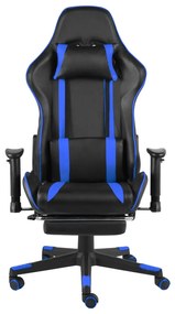 Cadeira de gaming giratória com apoio de pés PVC azul