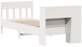 Cama com estante sem colchão 90x200 cm pinho maciço branco