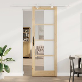 Conjunto de Porta Deslizante vidaXL com Hardware 83x232 cm Madeira Sól