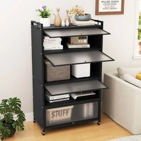 Armário de cozinha 80,5 x 40 x 162 cm de 5 níveis metálico com 4 portas batentes Prateleira com rodas para micro-ondas Preto
