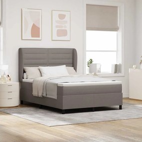 vidaXL Cama Box com colchão Cinzento-acastanhado 140 x 200 cm tecido