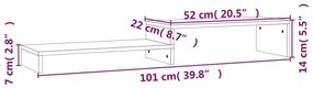 Suporte para monitor (52-101)x22x14 cm pinho maciço branco