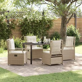 vidaXL Conjunto de Jantar de Jardim de 5 Peças em Rattan Sintético Bege