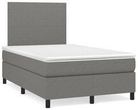 Cama boxspring com colchão 120x190 cm tecido cinzento-escuro