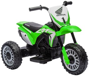 HOMCOM Mota Elétrica com Licença Honda CRF450RL Bateria 6V com Velocidade 3km/h Buzina e Som de Arranque 71x40,5x43,5 cm Verde