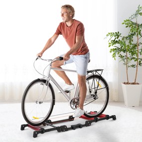 Rolo de Bicicleta Dobrável Ajustável Interior 146x55x10,5cm Vermelho e Preto