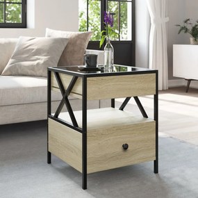 Mesa de centro luzes LED Infinity 40x40x51 cm carvalho sonoma