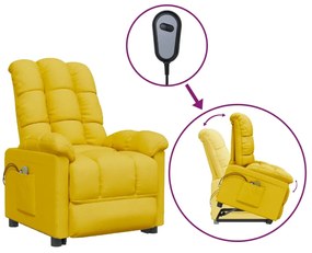 Poltrona de massagens reclinável elevatória tecido amarelo