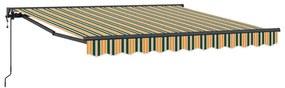 Toldo Retrátil Verde e Amarelo 350x250 cm Poliéster e alumínio