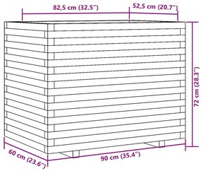 Vaso/floreira de jardim 90x60x72 cm pinho maciço castanho mel