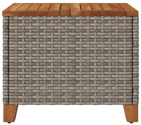 Mesa de jardim 45x45x37 cm vime PE e madeira de acácia cinzento
