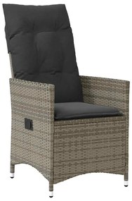 9 pcs conjunto de jantar p/ jardim c/ almofadões vime PE cinza
