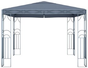 Gazebo com cordões de luzes LED 300x300 cm antracite