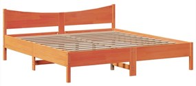 Cama sem colchão 200x200 cm pinho maciço castanho-mel
