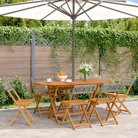 vidaXL Cadeiras de jardim dobráveis 6 pcs vime PE/madeira maciça cinza