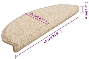 Tapetes de escada 15 pcs 65x21x4 cm creme