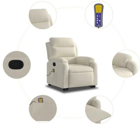Poltrona elevatória de massagens veludo cor creme