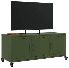 Móvel de TV 100,5x39x43,5 cm aço verde-azeitona