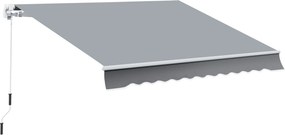 Outsunny Toldo Manual Retrátil 395x245 cm Toldo para Varanda com Manivela Anti-UV Estrutura de Alumínio para Jardim Janelas Cinzento | Aosom Portugal