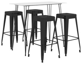 vidaXL 5 pcs conjunto de bar branco e preto