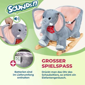 Balanço animal elefante com cinto de segurança 61 x 35 x 45 cm Cinzento