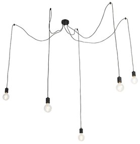 Candeeiro de suspensão design preto 5 luzes - Cavalux Moderno