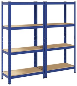 Prateleiras de armazenamento de 4 camadas 2 pcs aço azul