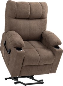 HOMCOM Poltrona Relax com Auxílio para Levantar, elétrica, 90x75x100cm, Castanho | Aosom Portugal