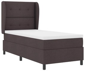 Cama Box com Colchão Marrom Escuro 100x200 cm em Tecido