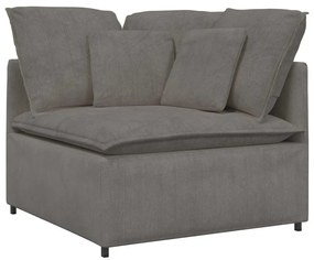 Sofá modular com almofadas tecido corduroy cinzento-claro