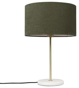 Candeeiro de mesa em latão com cúpula verde 35 cm - Kaso Moderno