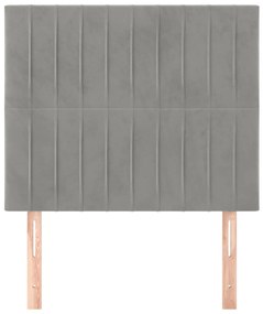 Cabeceira de cama 2 pcs veludo 80x5x78/88 cm cinzento-claro