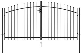 Portão p/ cerca porta dupla topo em espetos 3x1,5 m aço preto