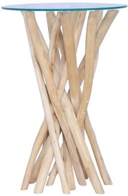 vidaXL Mesa de centro c/ tampo de vidro 35x35x50cm madeira teca maciça