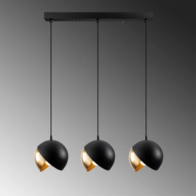 Candeeiro de Teto Berceste – Preto e Dourado – Diâmetro 70 cm, Altura