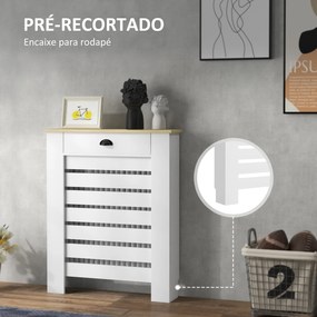 Cobertura para Radiador com Gaveta Cobertura para Radiador de MDF para Sala de Estar Dormitório Corredor 78x19x95,5 cm Branco