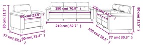 3 pcs conj. sofás c/ almofadões tecido microfibra cinza-escuro