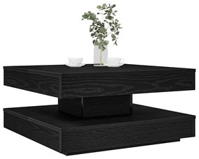 vidaXL Mesa de centro rotativa a 360 graus 70x70x34,5 cm preto
