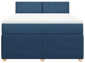Cama com molas/colchão 160x200 cm tecido azul