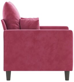 Poltrona Cinha - Cor Vermelho Escuro - 78x77x80 cm - Em Veludo e Estru