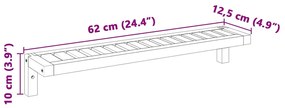 Prateleira de parede vidaXL 62x10x12,5 cm em madeira sólida de nogueir