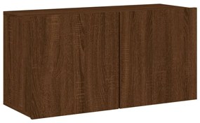 6pcs móveis de parede p/ TV derivados madeira carvalho castanho