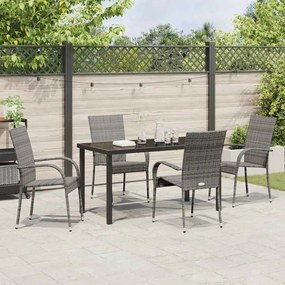 Conjunto de Jantar para Jardim 5 pcs Cinzento 4 Lugares