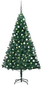 vidaXL Árvore Natal artificial pré-iluminada c/ bolas 180 cm PVC verde