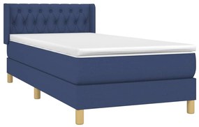 Cama com molas/colchão 90x190 cm tecido azul