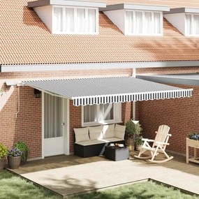 vidaXL Toldo retrátil manual com luzes LED 450x300 cm antracite/branco