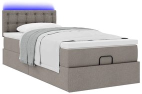 Cama otomana com colchão 100x200 cm tecido cinza